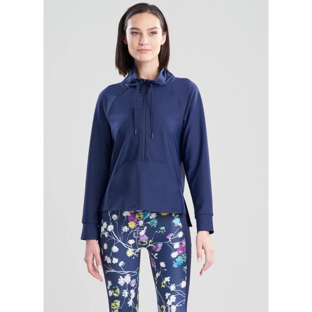 Josie Natori Solstice Zip Pop Over Top - Navy - Size S